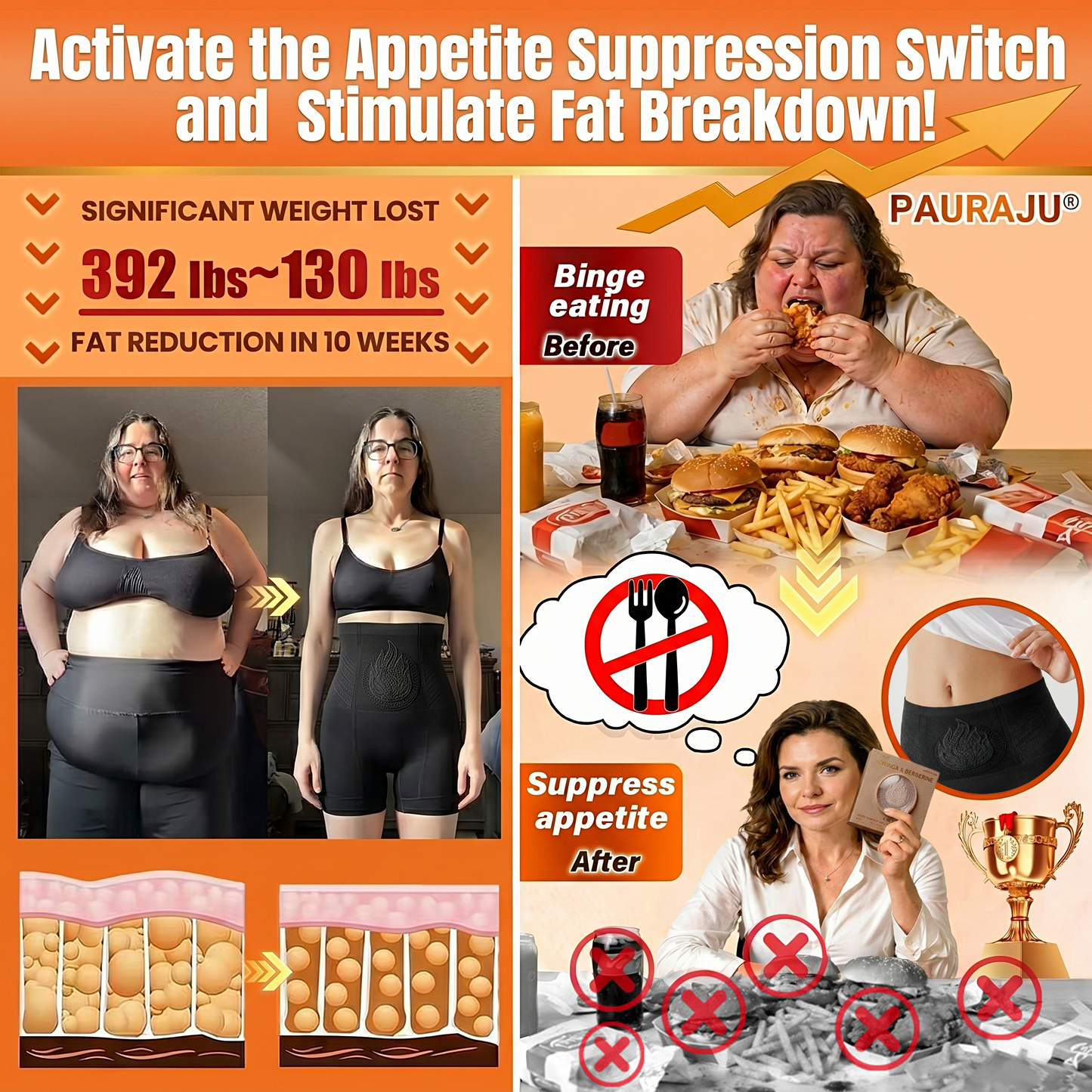 模板图版PAURAJU® 30-Min All-in-One Micro-Particle Fat-Burning Shorts✅Ignites deep microcirculation to melt fat, flush toxins, and reverse metabolic aging.